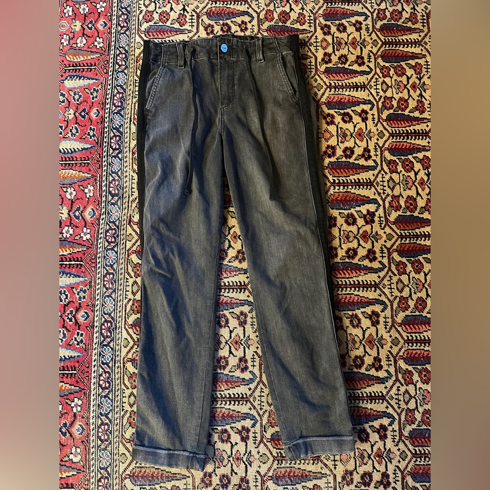 PAIGE Black/Gray Elastic Waist Denim Pants